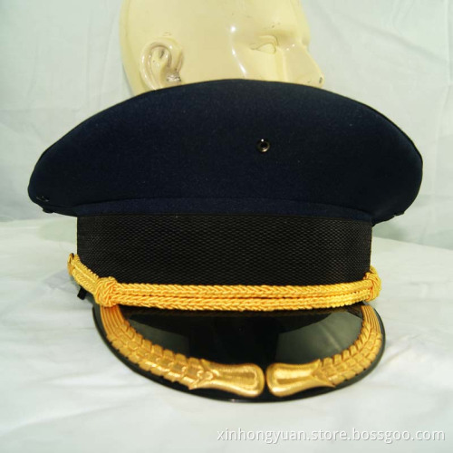 OEM gold emboss visor military cap hats for security guard
